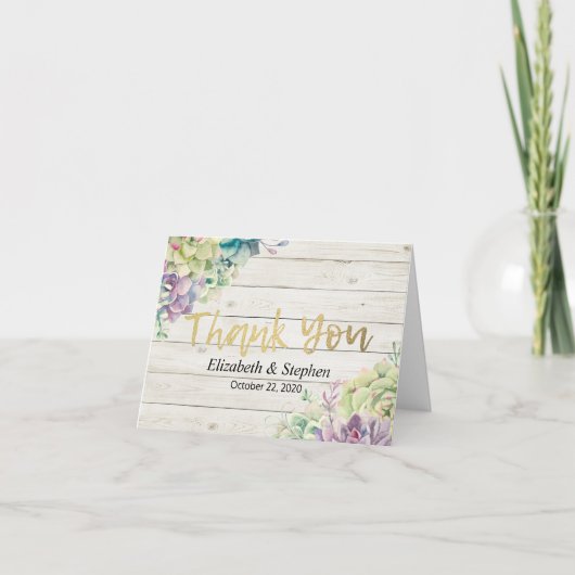 Huwelijk Bedankt Succulente Planten Rustieke Hout (Voorkant)
