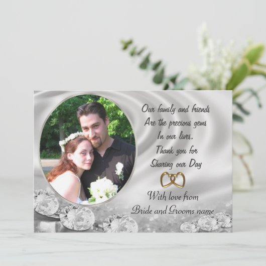 Huwelijk Bedankt voor de gunsten met portret (Staand voorkant)