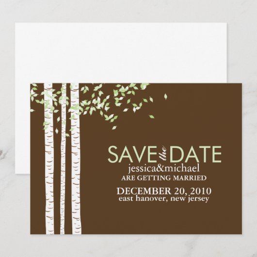 Huwelijk berkenbomen Save the Date (Voorkant / Achterkant)
