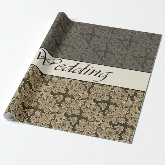Huwelijk Black Golden Brocade Cadeaupapier (Uitgerold)
