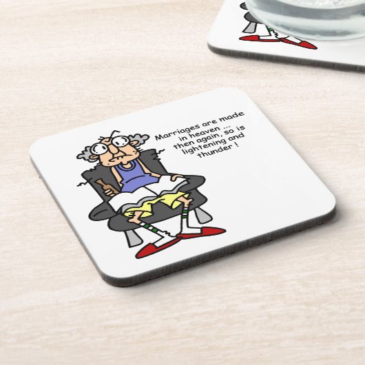 Huwelijk, bliksem, donder Humor Bier Onderzetter (Linkerzijde)