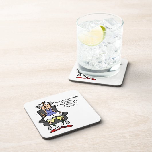 Huwelijk, bliksem, donder Humor Bier Onderzetter (Rechterzijde)
