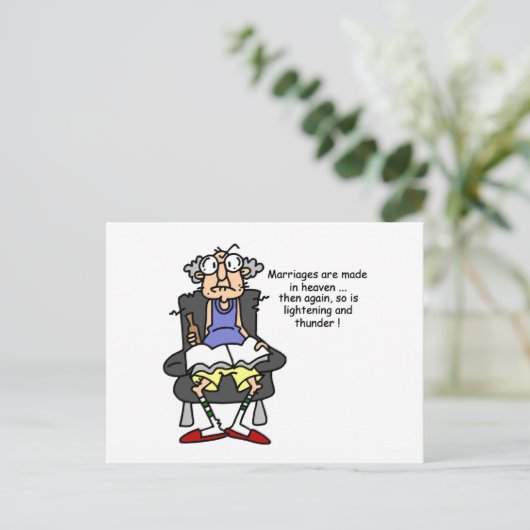 Huwelijk, bliksem, donder Humor Briefkaart (Staand voorkant)