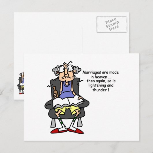 Huwelijk, bliksem, donder Humor Briefkaart (Voorkant / Achterkant)