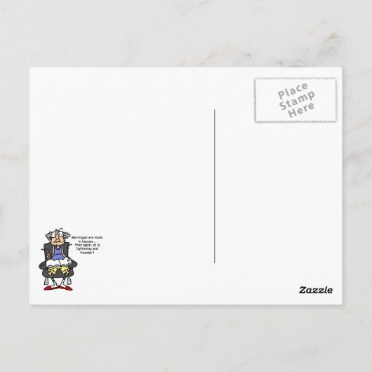 Huwelijk, bliksem, donder Humor Briefkaart (Achterkant)