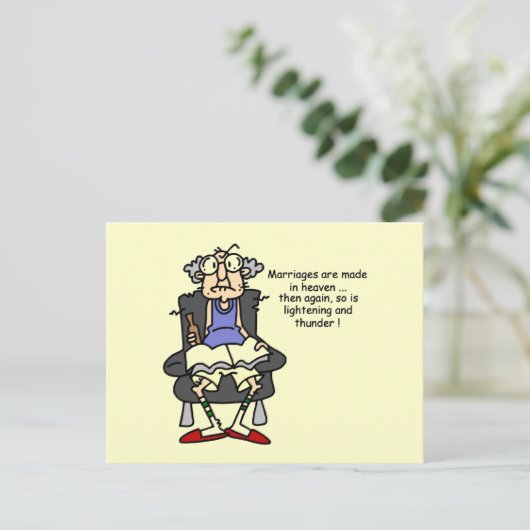 Huwelijk, bliksem, donder Humor Briefkaart (Staand voorkant)