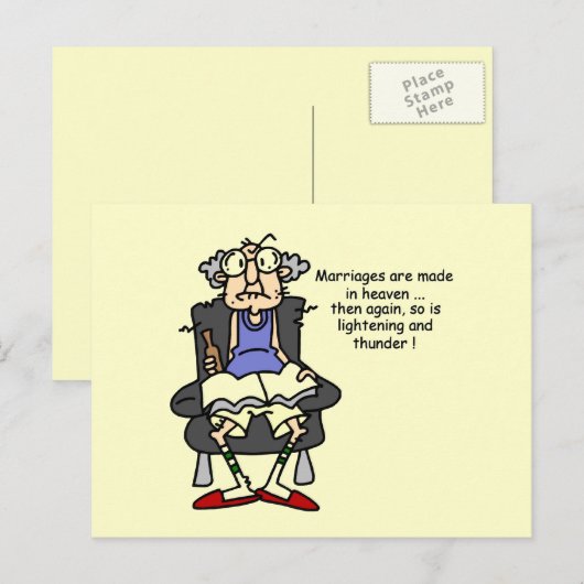 Huwelijk, bliksem, donder Humor Briefkaart (Voorkant / Achterkant)