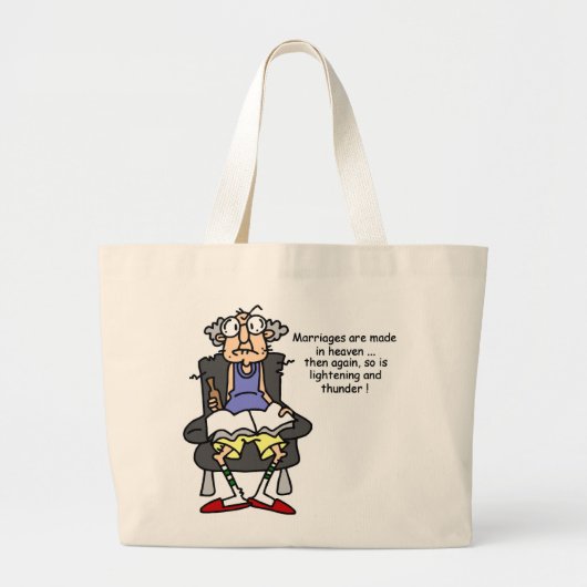 Huwelijk, bliksem, donder Humor Grote Tote Bag (Voorkant)