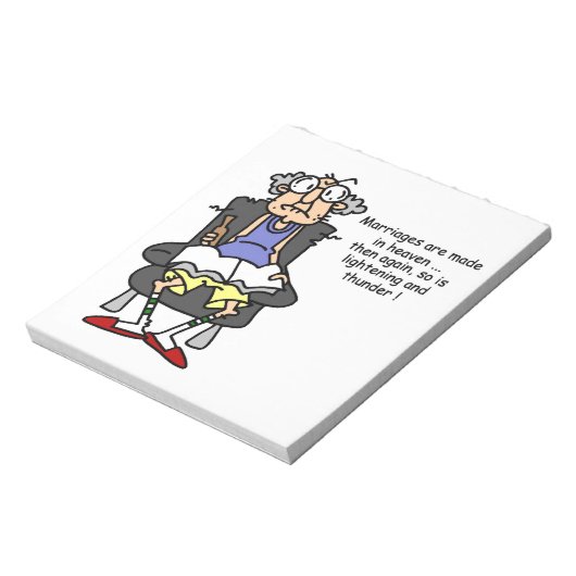Huwelijk, bliksem, donder Humor Notitieblok (Linkerzijde)