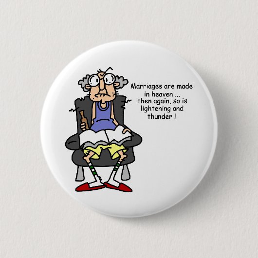 Huwelijk, bliksem, donder Humor Ronde Button 5,7 Cm (Voorkant)