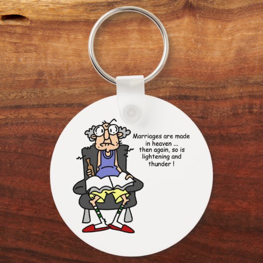 Huwelijk, bliksem, donder Humor Sleutelhanger (Voorkant)