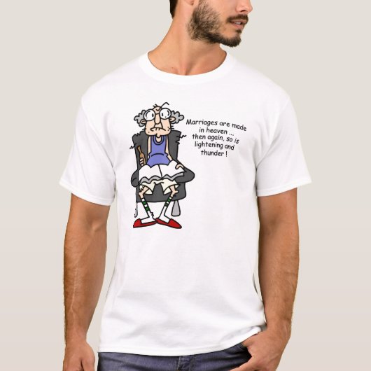 Huwelijk, bliksem, donder Humor T-shirt (Voorkant)