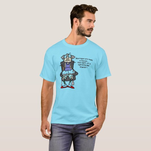 Huwelijk, bliksem, donder Humor T-shirt (Voorkant volledig)