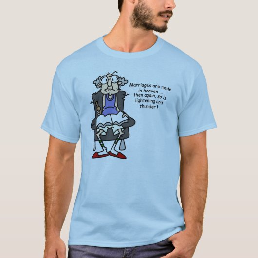 Huwelijk, bliksem, donder Humor T-shirt (Voorkant)