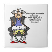 Huwelijk, bliksem, donder Humor Tegeltje (Voorkant)