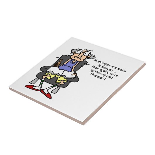 Huwelijk, bliksem, donder Humor Tegeltje (Zijkant)