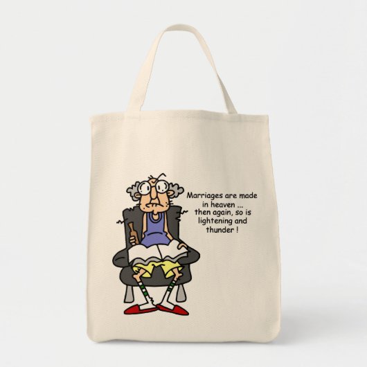 Huwelijk, bliksem, donder Humor Tote Bag (Voorkant)