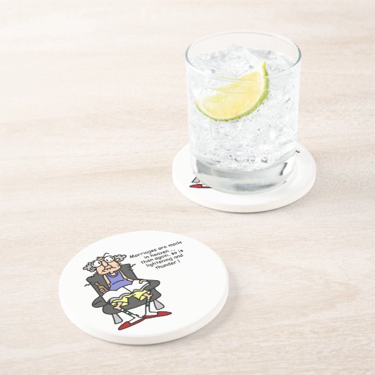 Huwelijk, bliksem, donder Humor Zandsteen Onderzetter (Zijkant)