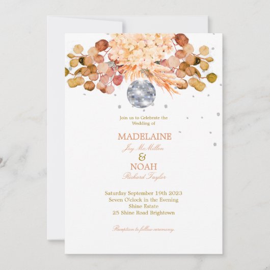 Huwelijk Bloemen Disco Bal Elegant Chic Kaart (Voorkant)