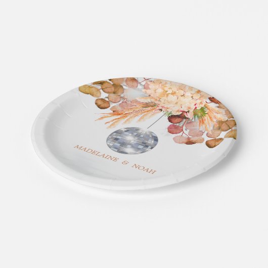 Huwelijk Bloemen Disco Bal Elegant Chic Papieren Bordje (Gekanteld)