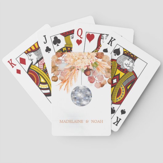 Huwelijk Bloemen Disco Bal Elegant Chic Pokerkaarten (Achterkant)