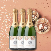 Huwelijk Bloemen Disco Bal Elegant Chic Sparkling Wijnetiket