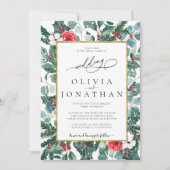 Huwelijk Bloemen Goud Lijst Trouwfeest Kaart (Voorkant)