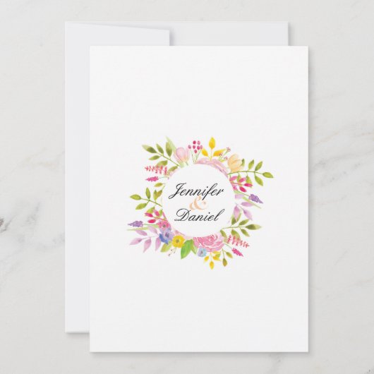 Huwelijk Bloemen Uitnodiging Elegante Formele Uitn (Achterkant)