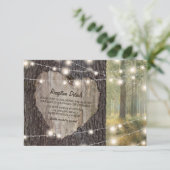 Huwelijk Boom met Uitgesneden Hart | Rustieke Slin Informatiekaartje (Staand voorkant)