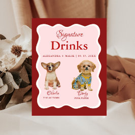 Huwelijk bord met Valentijns Signature Drank Reclamebord Met Voetstuk