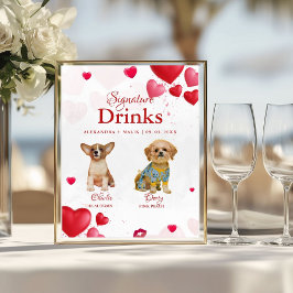 Huwelijk bord Valentijns drankje handtekening Poster