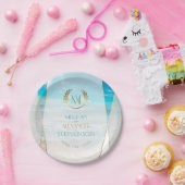 Huwelijk Borden | Modern Monogram Geometrisch Stra Papieren Bordje (Feest)