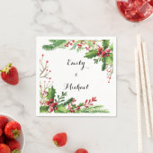 Huwelijk botanische servet rood groen waterverf (Insitu)