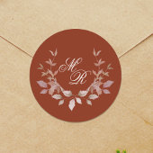 Huwelijk Bourgogne Monogram Classic Custom Ronde Sticker