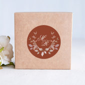 Huwelijk Bourgogne Monogram Classic Custom Ronde Sticker