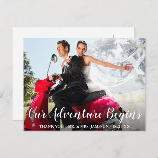 Huwelijk Bruid & Bruidegom Avontuur Bedankt Briefkaart (Voorkant / Achterkant)
