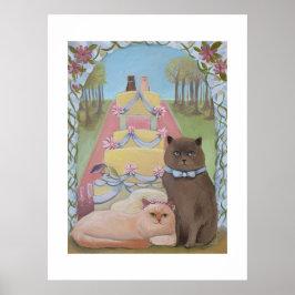 Huwelijk Bruid en Bruidegom Kat Kunstprint Poster