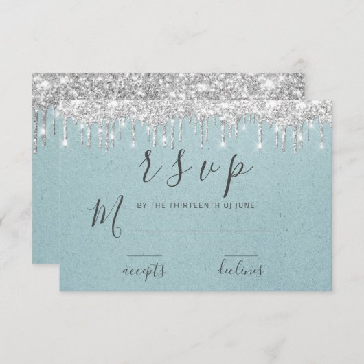 Huwelijk Bruidsfeest Antwoord Grauw Zilveren Drupp (Voorkant / Achterkant)