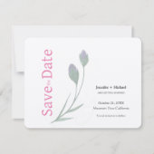 Huwelijk Calligrafie Bloemen Zwart Wit Save The Date (Voorkant)