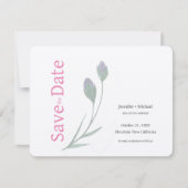 Huwelijk Calligrafie Bloemen Zwart Wit Save The Date (Voorkant)
