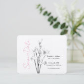 Huwelijk Calligrafie Bloemen Zwart Wit Save The Date (Staand voorkant)