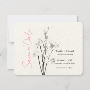 Huwelijk Calligrafie Bloemen Zwart Wit Save The Date