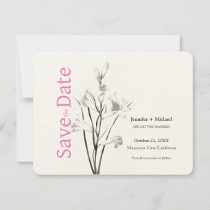 Huwelijk Calligrafie Bloemen Zwart Wit Save The Date
