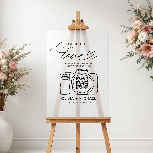 Huwelijk Capture The Love QR Code Foto delen Acryl Bord