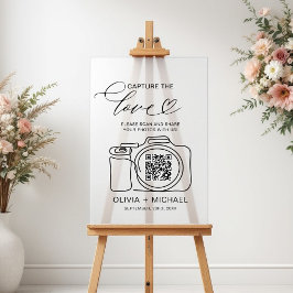 Huwelijk Capture The Love QR Code Foto delen Acryl Bord