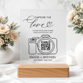 Huwelijk Capture The Love QR Code Foto delen Acryl Bord