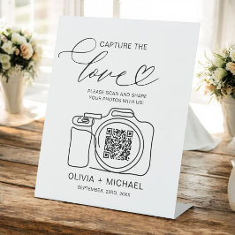 Huwelijk Capture The Love QR Code Foto delen Reclamebord Met Voetstuk