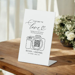 Huwelijk Capture The Love QR Code Foto delen Reclamebord Met Voetstuk