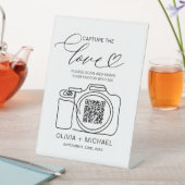 Huwelijk Capture The Love QR Code Foto delen Reclamebord Met Voetstuk (Insitu)