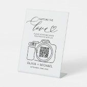 Huwelijk Capture The Love QR Code Foto delen Reclamebord Met Voetstuk (Voorkant)